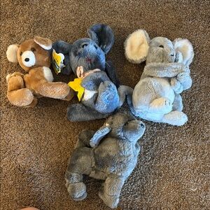 Vintage lot of 4 Dakin beanbag stuffed animals koala mouse poodle deer 1970s